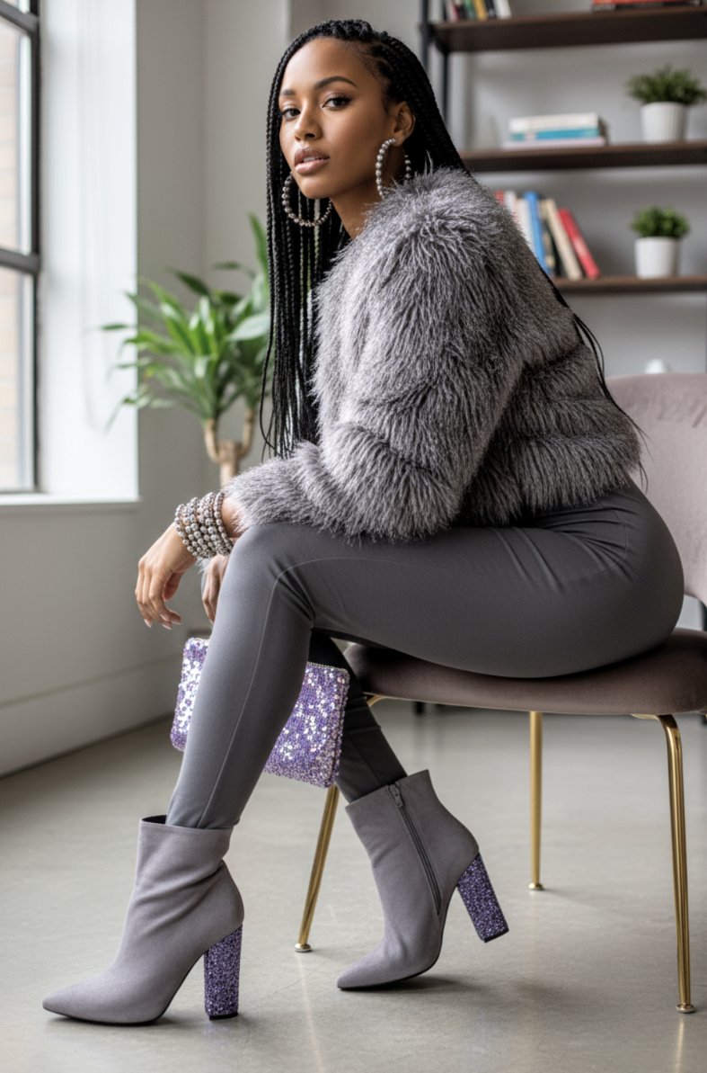 Glitter Heel Bootie