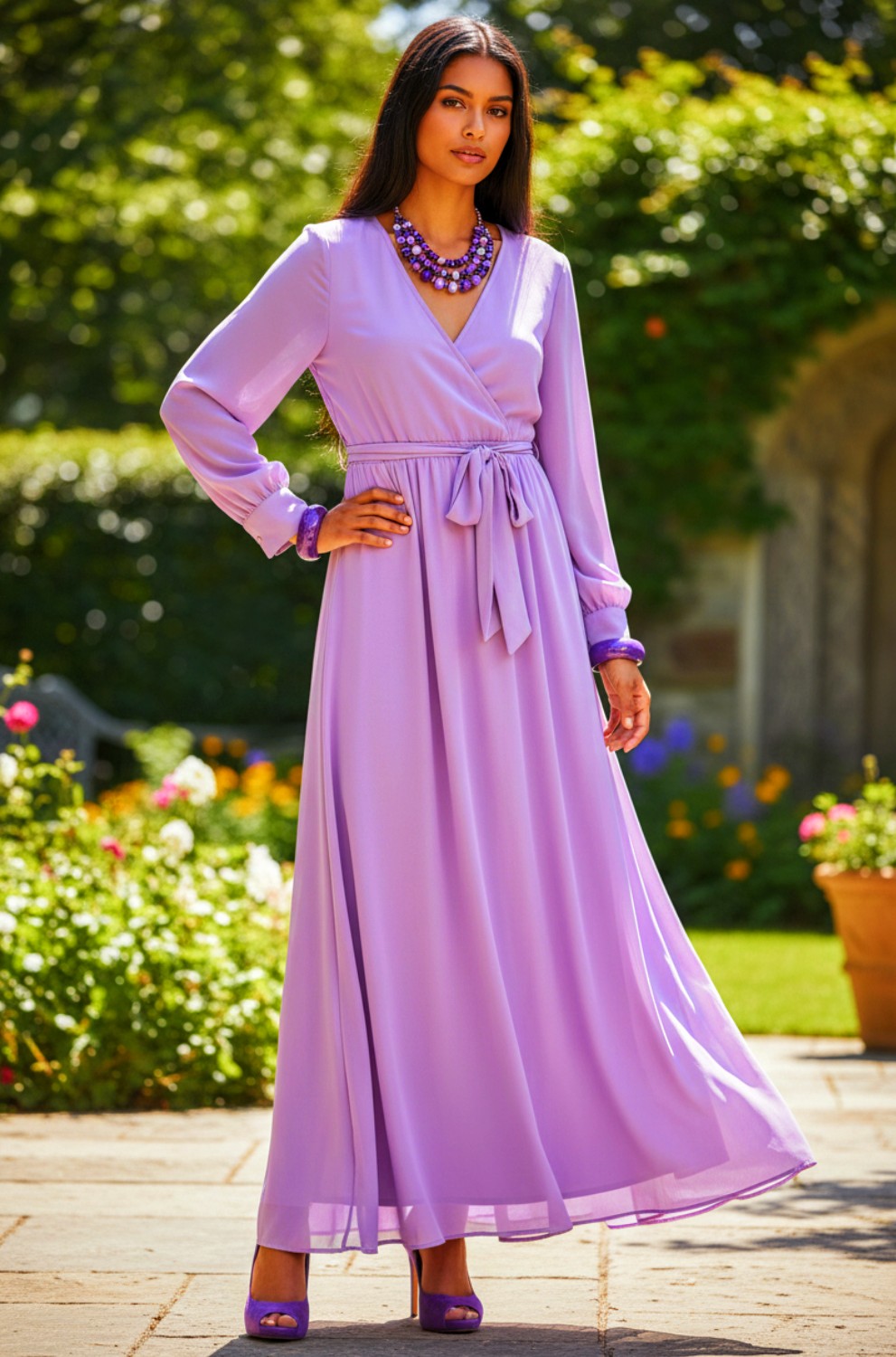 Flare Cross Tie Maxi Lavender size S/M