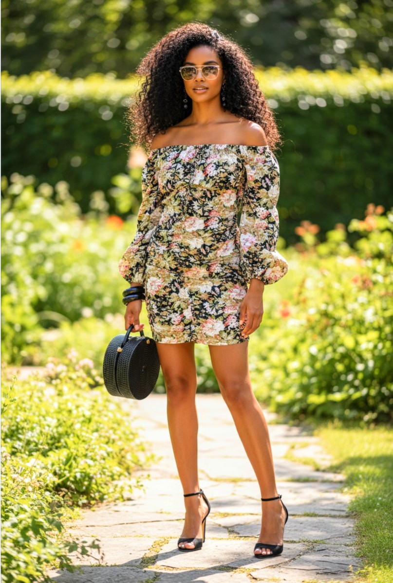 Floral Off Shoulder Dress Size S