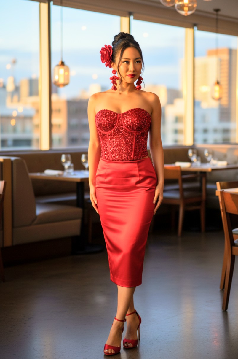 Sequin Red Bustier