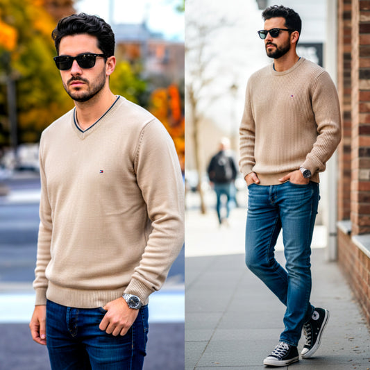 Tommy Hilfiger crewneck pullover, beige Size 2XL