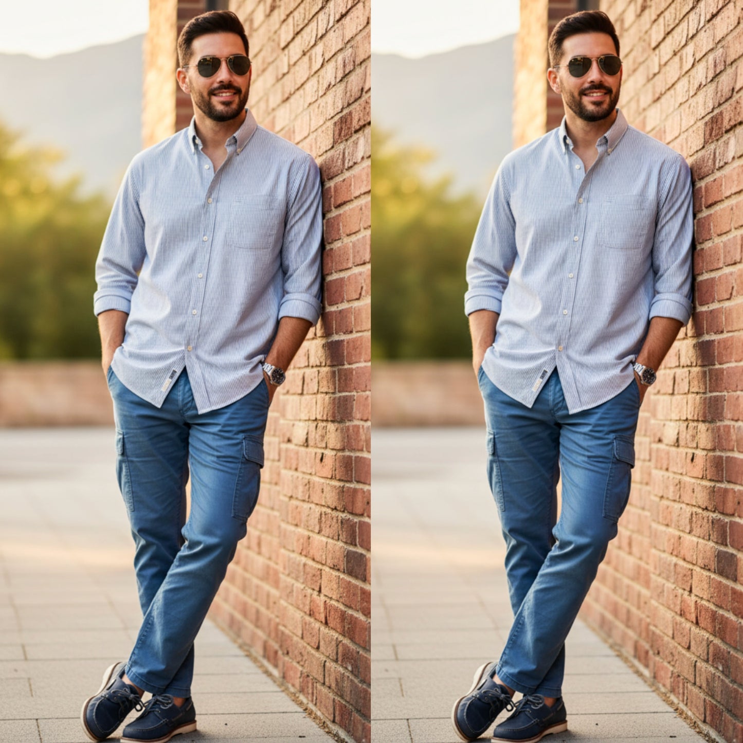 Kirkland Signature Traditional Fit, blue and white striped 18 36/37