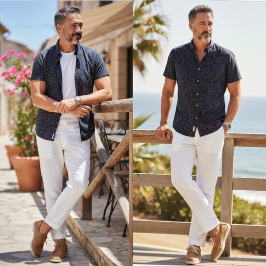 Abercrombie & Fitch Super Slim Stretch, Navy with white polka dots Size XL