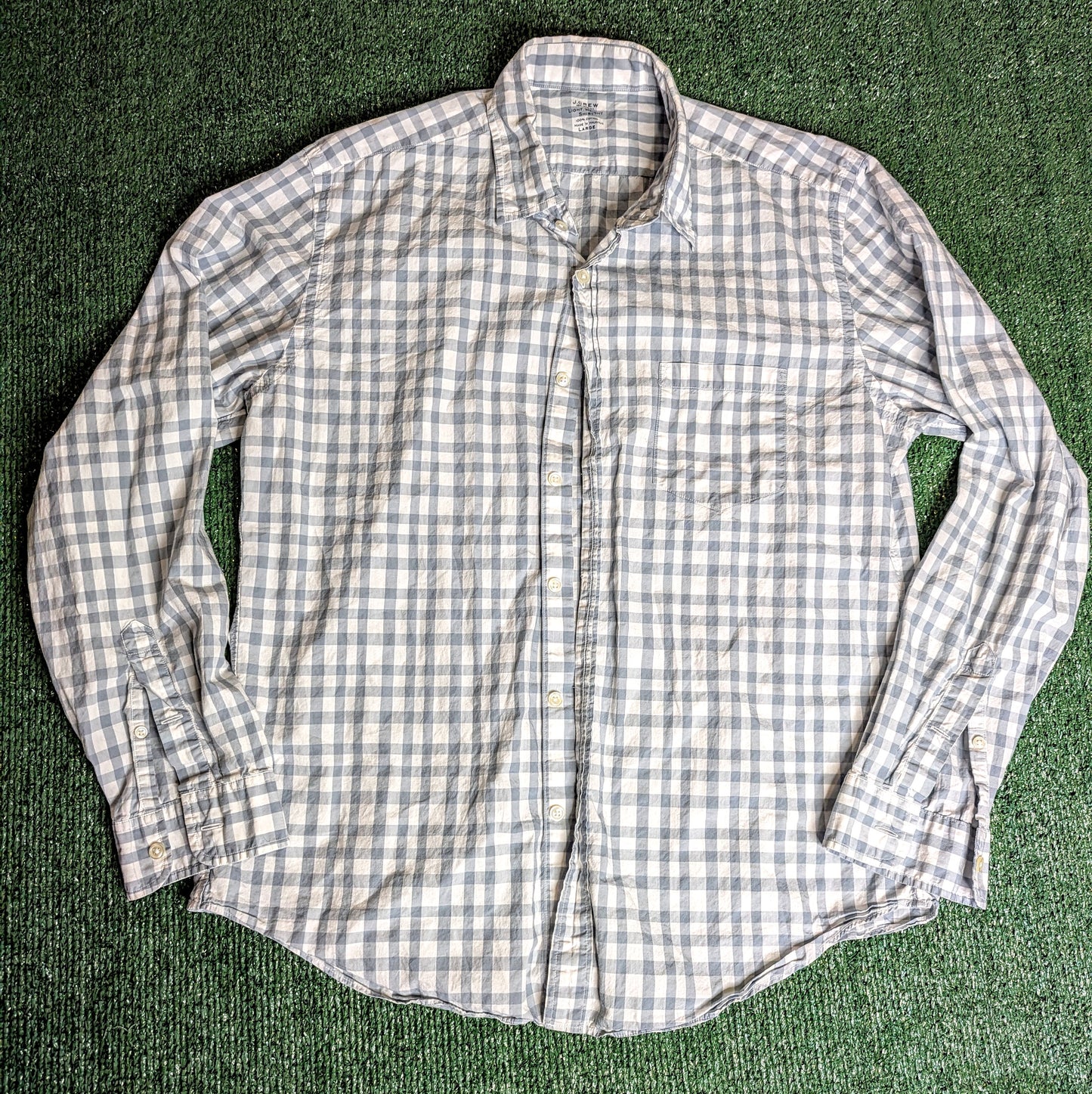 J.Crew Secret Wash in gingham plaid Size L