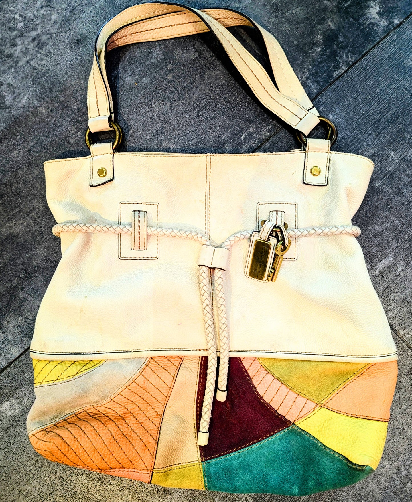 FOSSIL Patchwork Leather Satchel