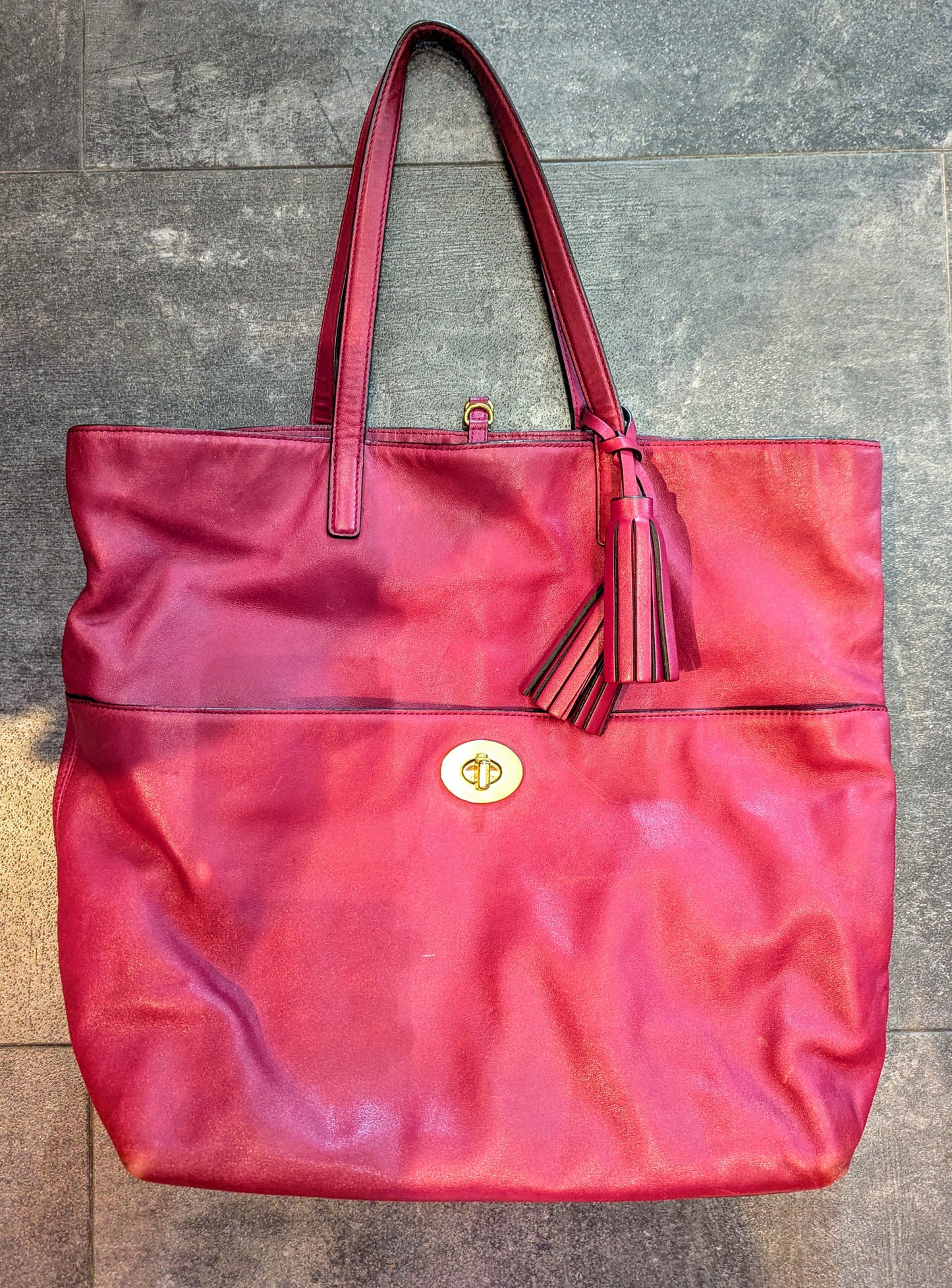 COACH LEGACY Turnlock Tote in Deep Port Raspberry