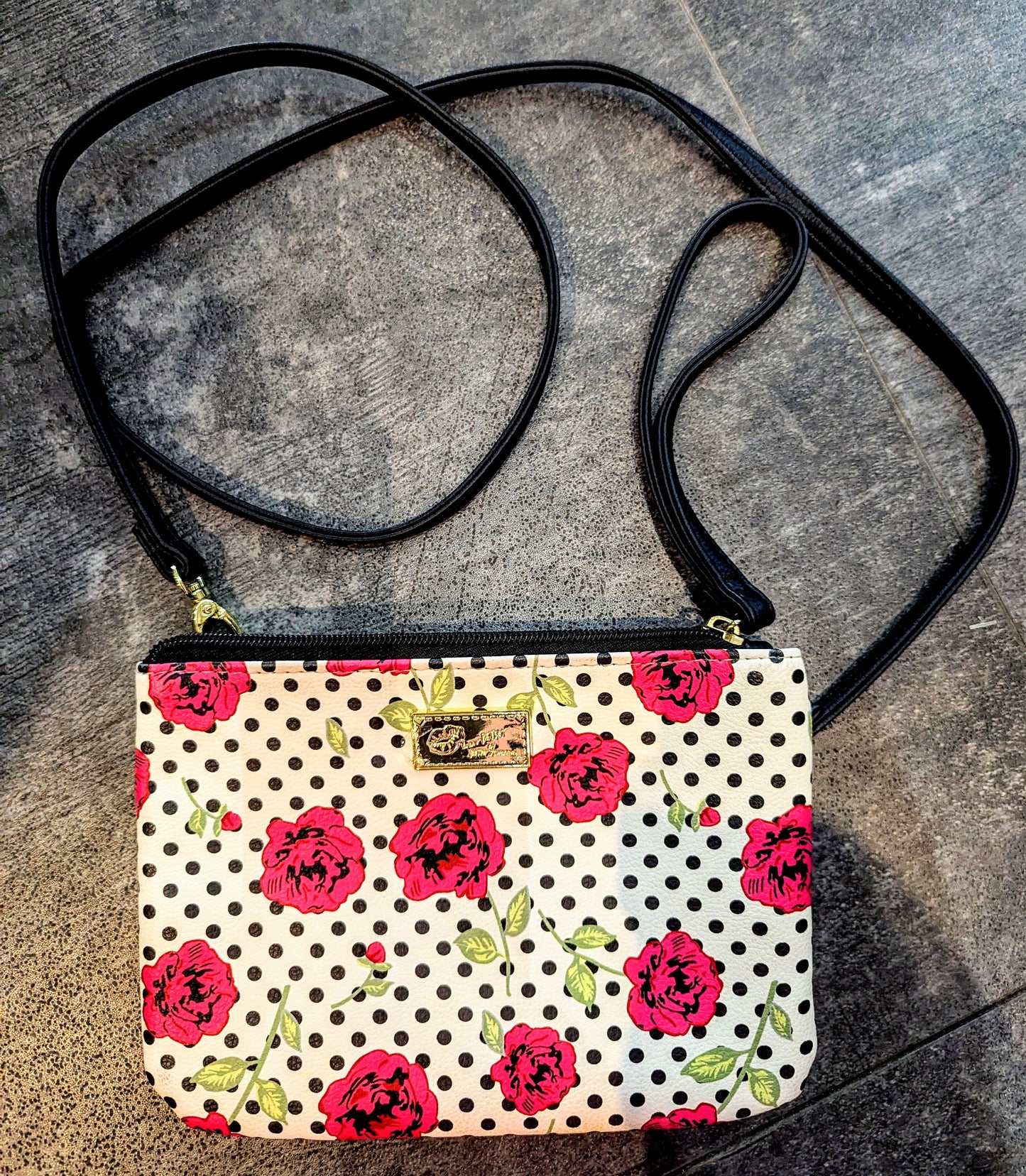 BETSEY JOHNSON Luv Betsey floral polkadot wristlet/crossbody