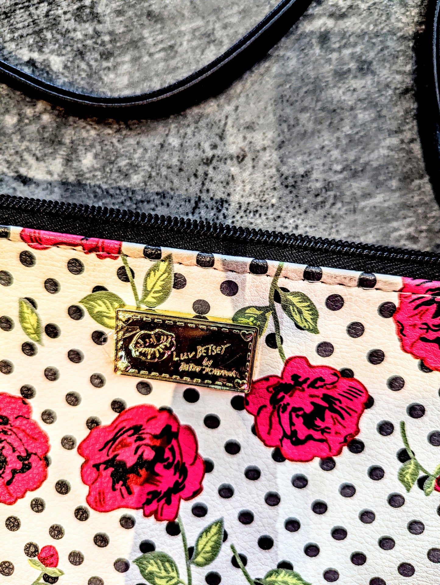 BETSEY JOHNSON Luv Betsey floral polkadot wristlet/crossbody