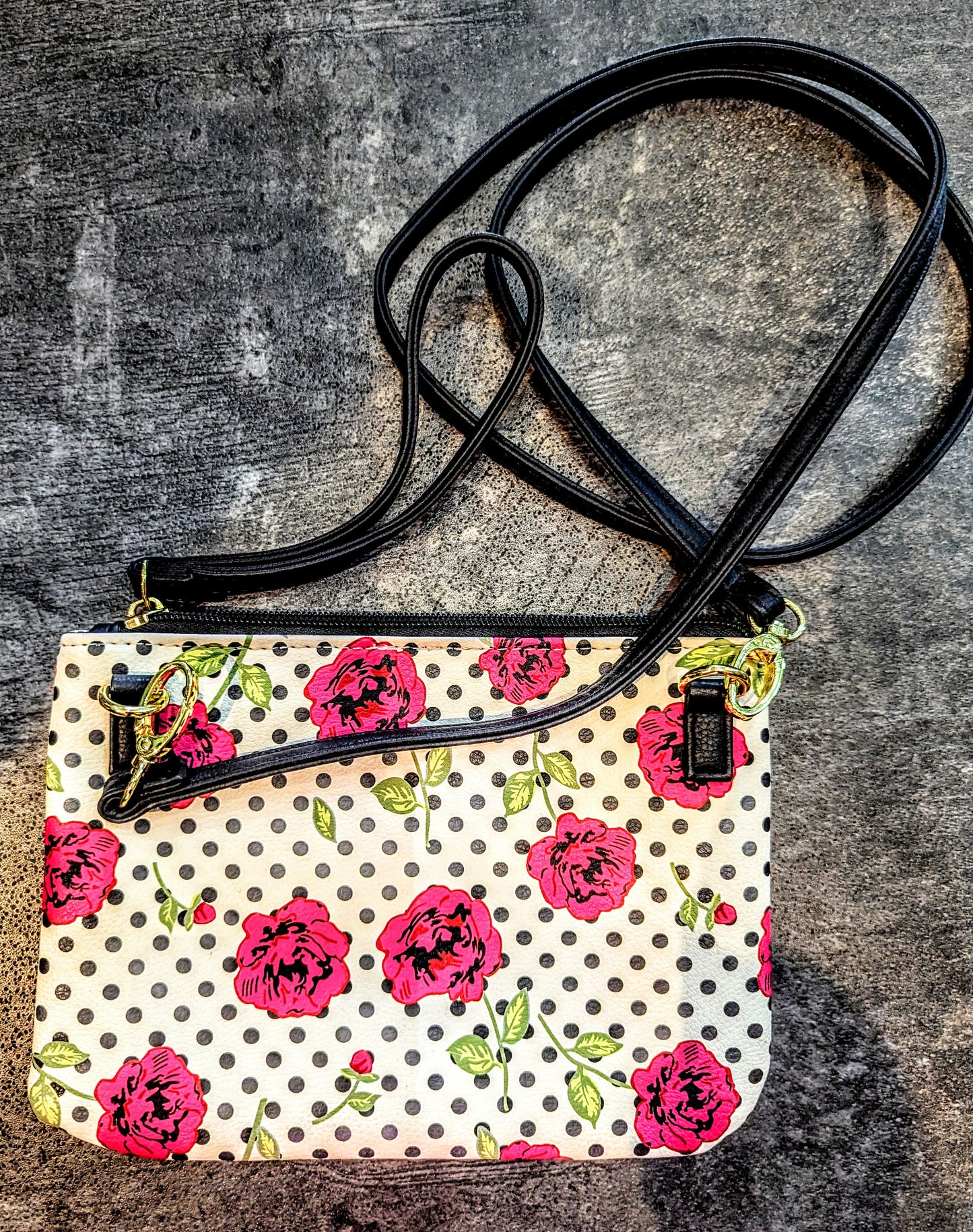 BETSEY JOHNSON Luv Betsey floral polkadot wristlet/crossbody