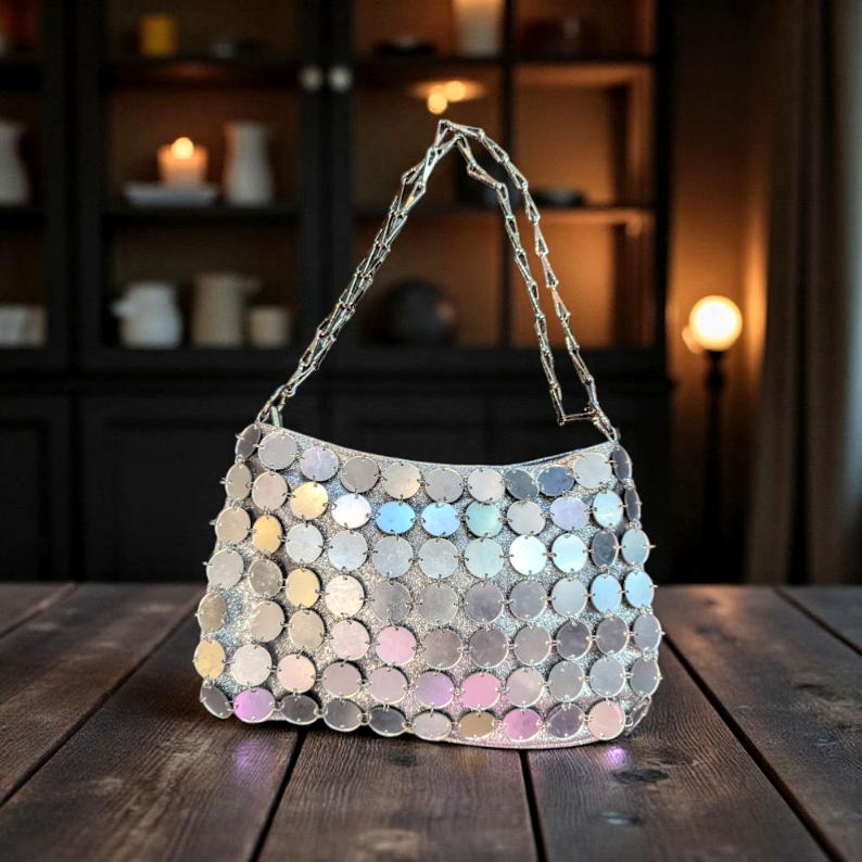 Circle ring handbag silver