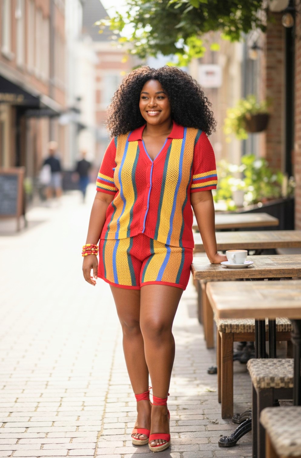 CURVY GIRL Knitted 2pc Multi Color Set Size XL