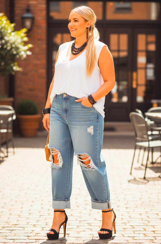 CURVY GIRL Distressed Jeans Size 12/14