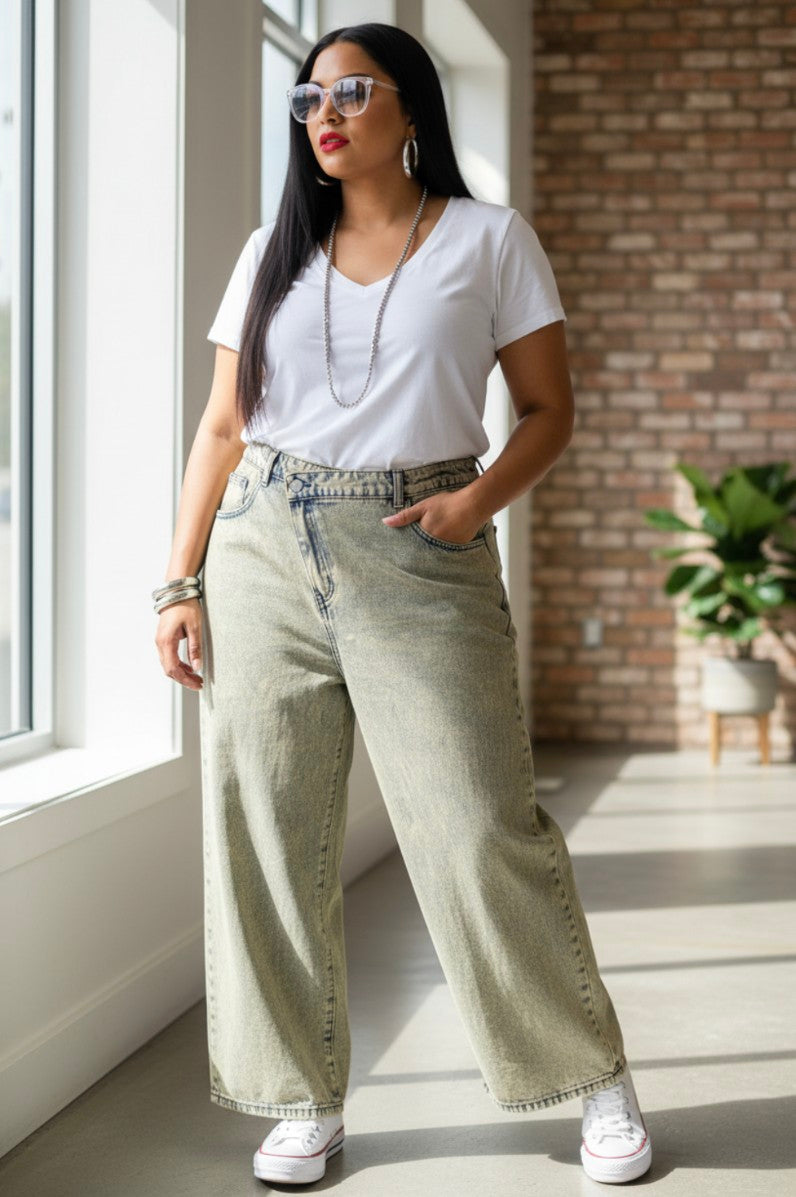 CURVY GIRL asymmetrical denim jeans size XL