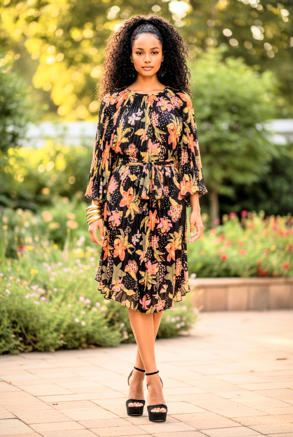 Tea Party Crimp Tie Dress Black Size One Size