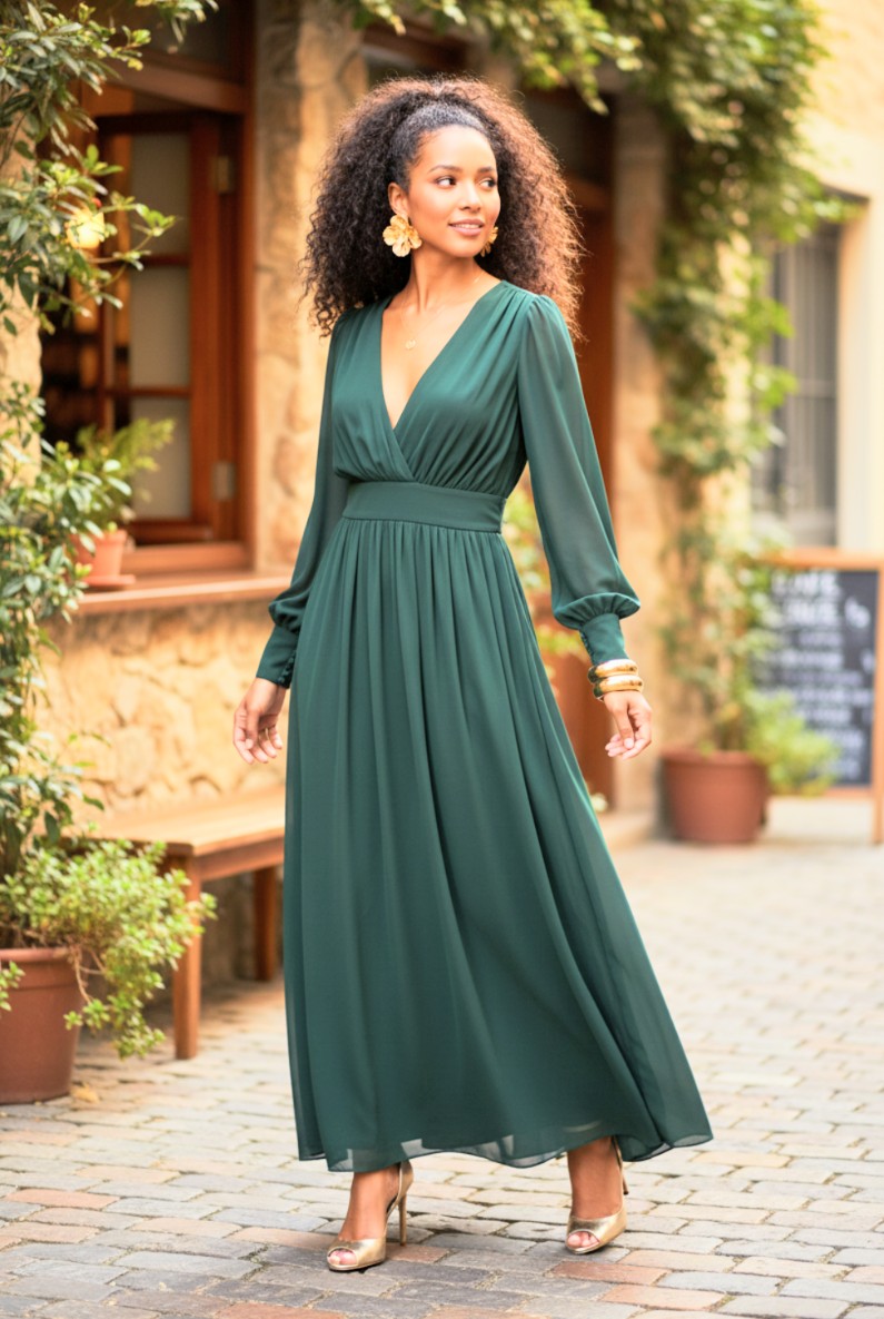 Flare Cross Tie Maxi Green Size S/M