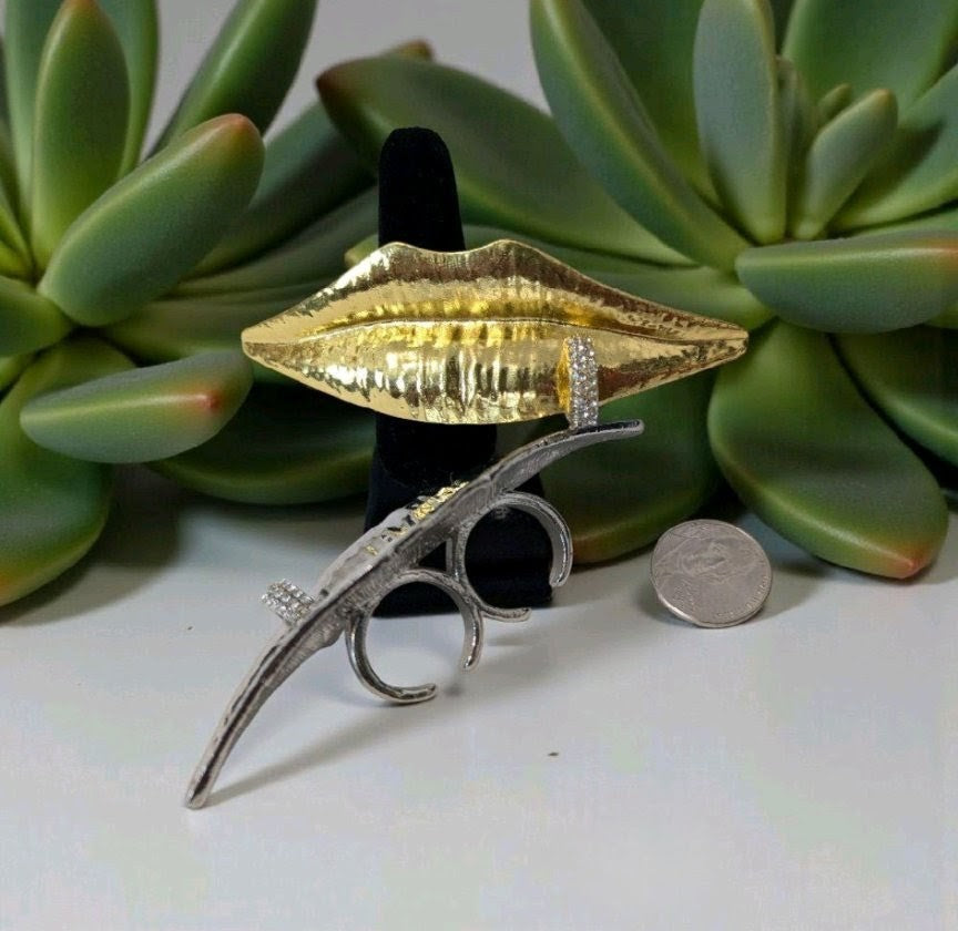 2Finger Adjustable Lip Ring Gold