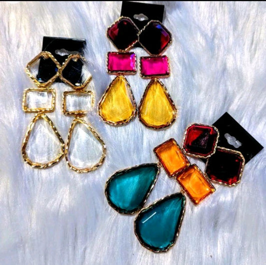 Jewel Drop Earrings Yellow