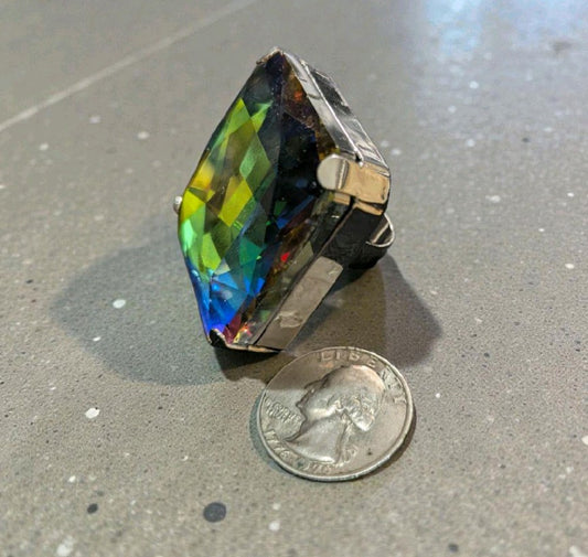 Oversized Multi Color Jewel Adjustable Ring