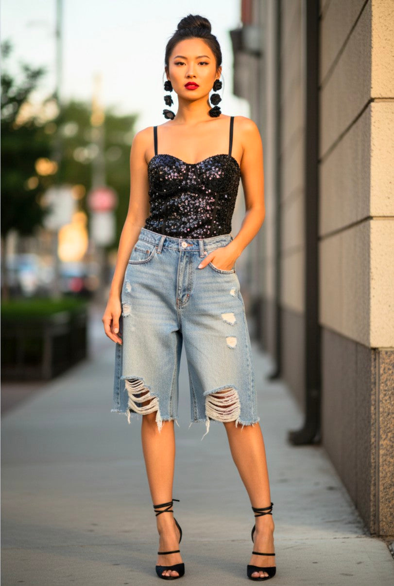 Sequin Black Bustier