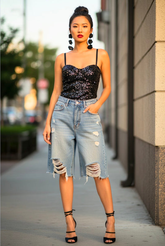 Sequin Black Bustier