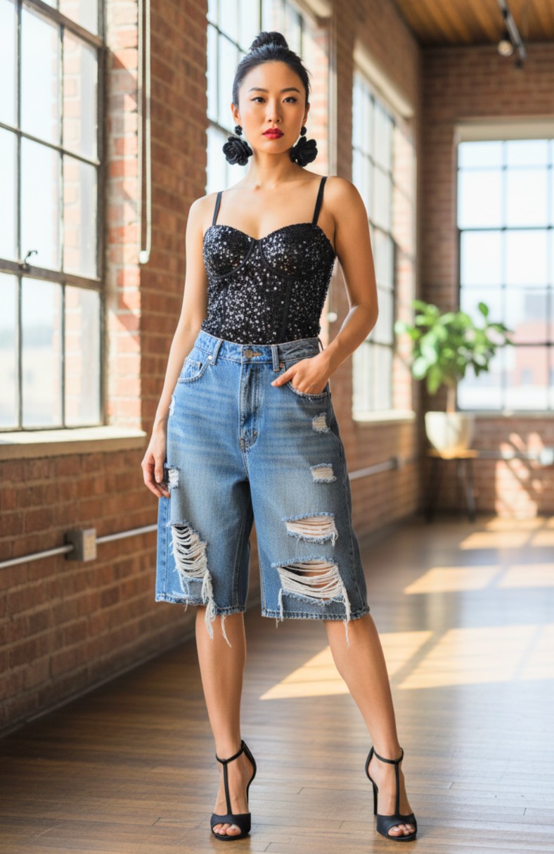 Sequin Black Bustier