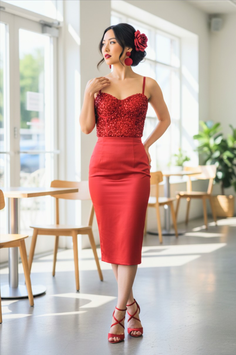 Sequin Red Bustier