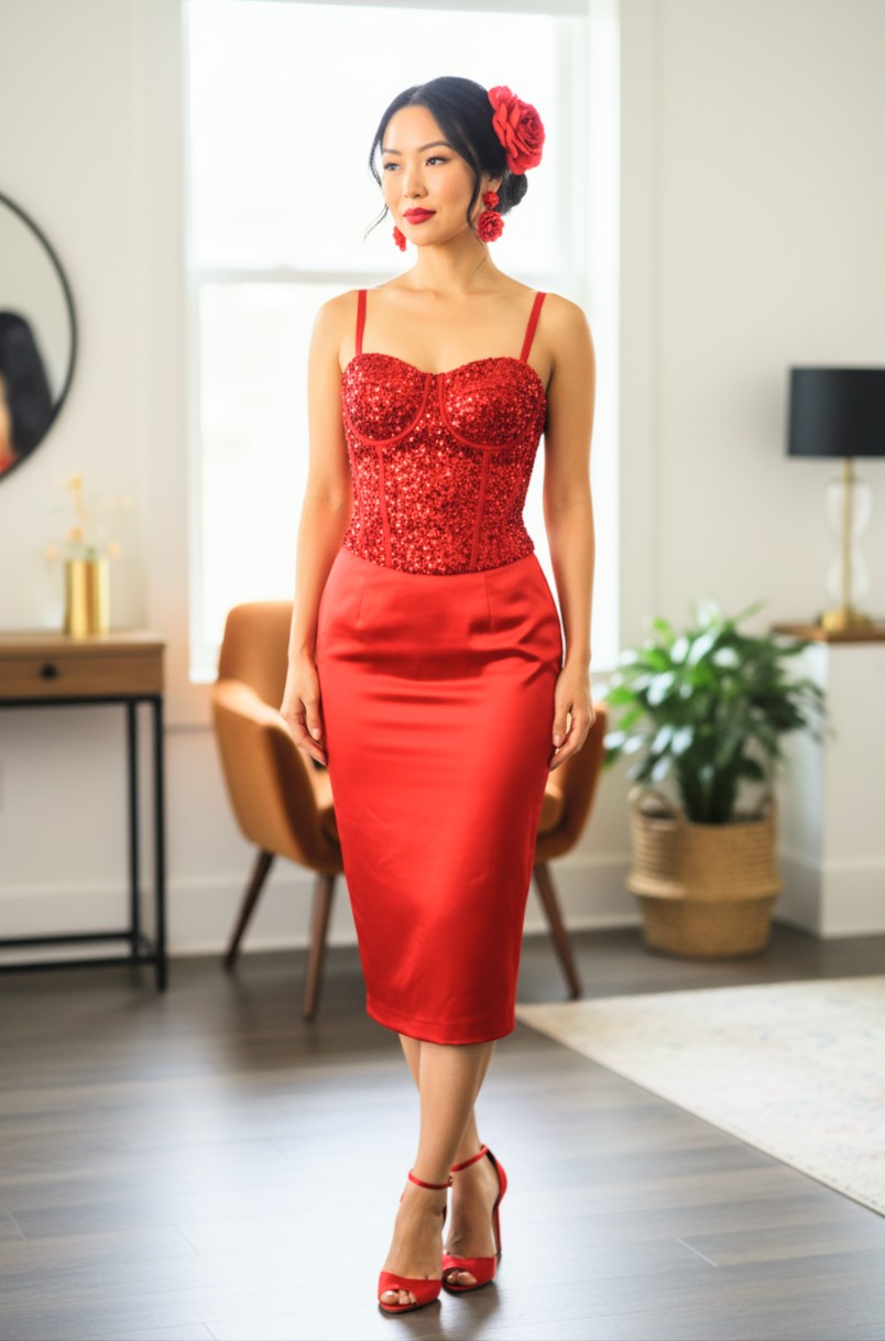 Sequin Red Bustier