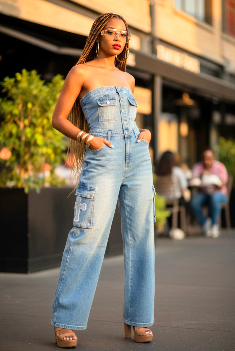 Side Cross Pocket Denim Jumper Size S