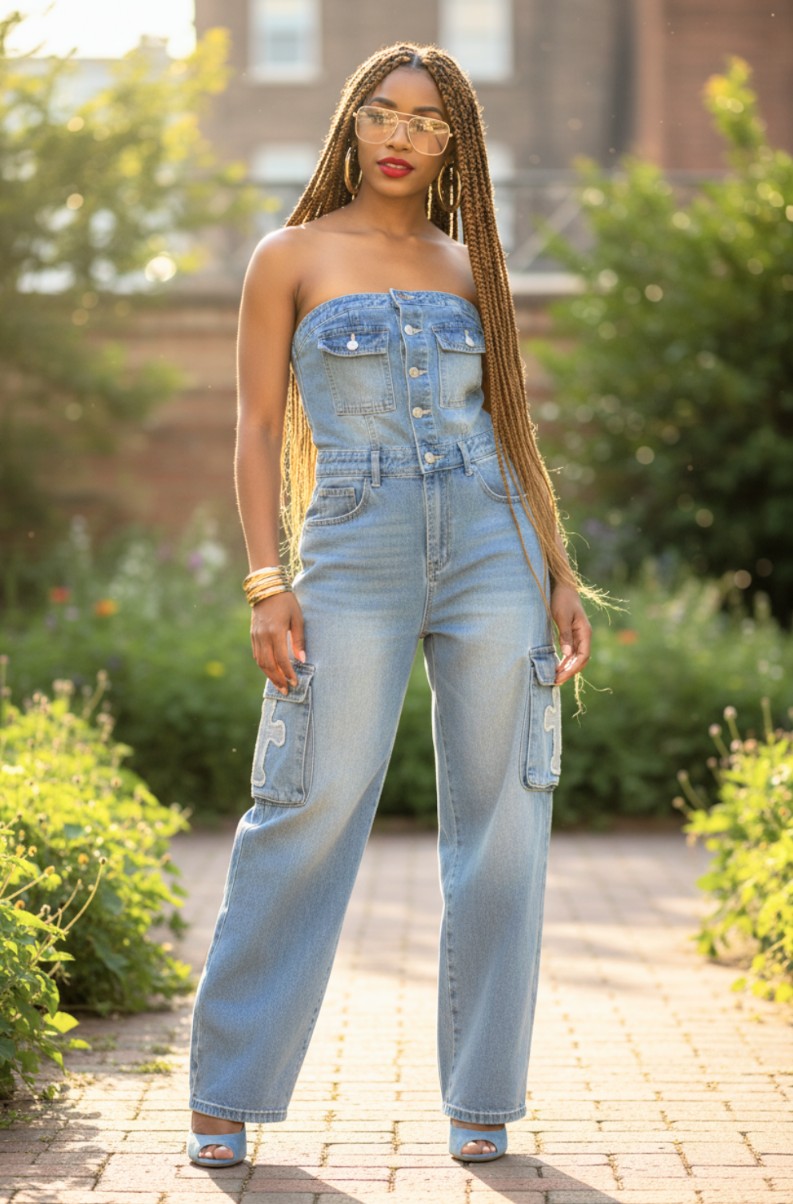 Side Cross Pocket Denim Jumper Size S