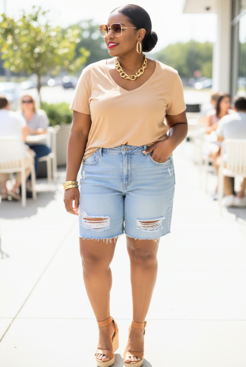 CURVY GIRL Distressed Shorts size XL