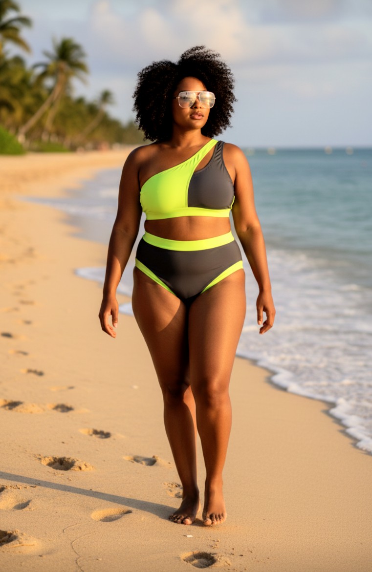 CURVY GIRL 2pc One Arm Swim Set 4XL