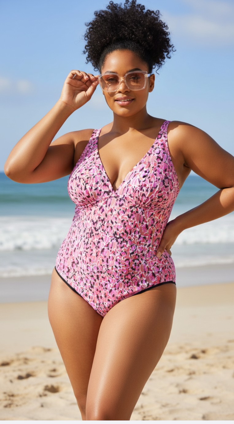 Pink Print Swimsuit Size XL