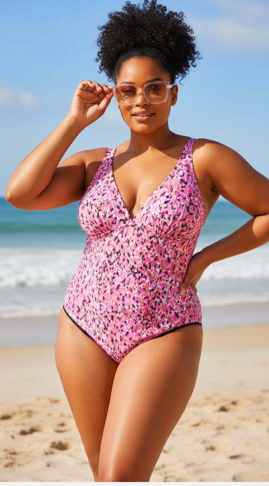 Pink Print Swimsuit Size XL