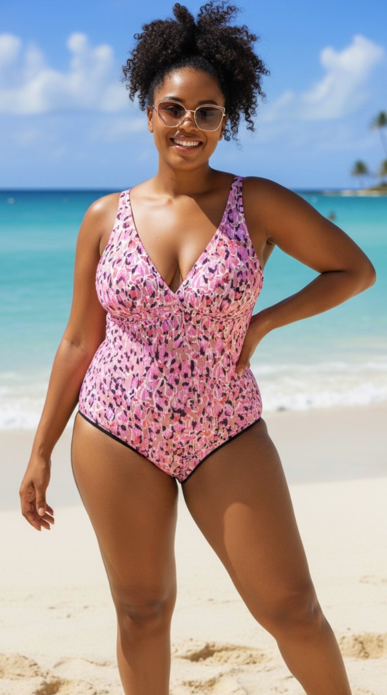 Pink Print Swimsuit Size XL